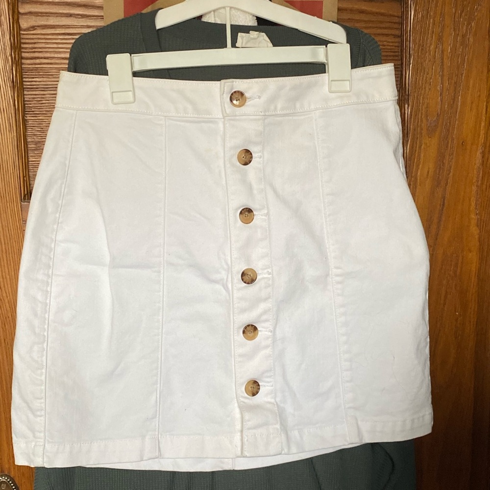 White Button-Front Mini Skirt - image 1